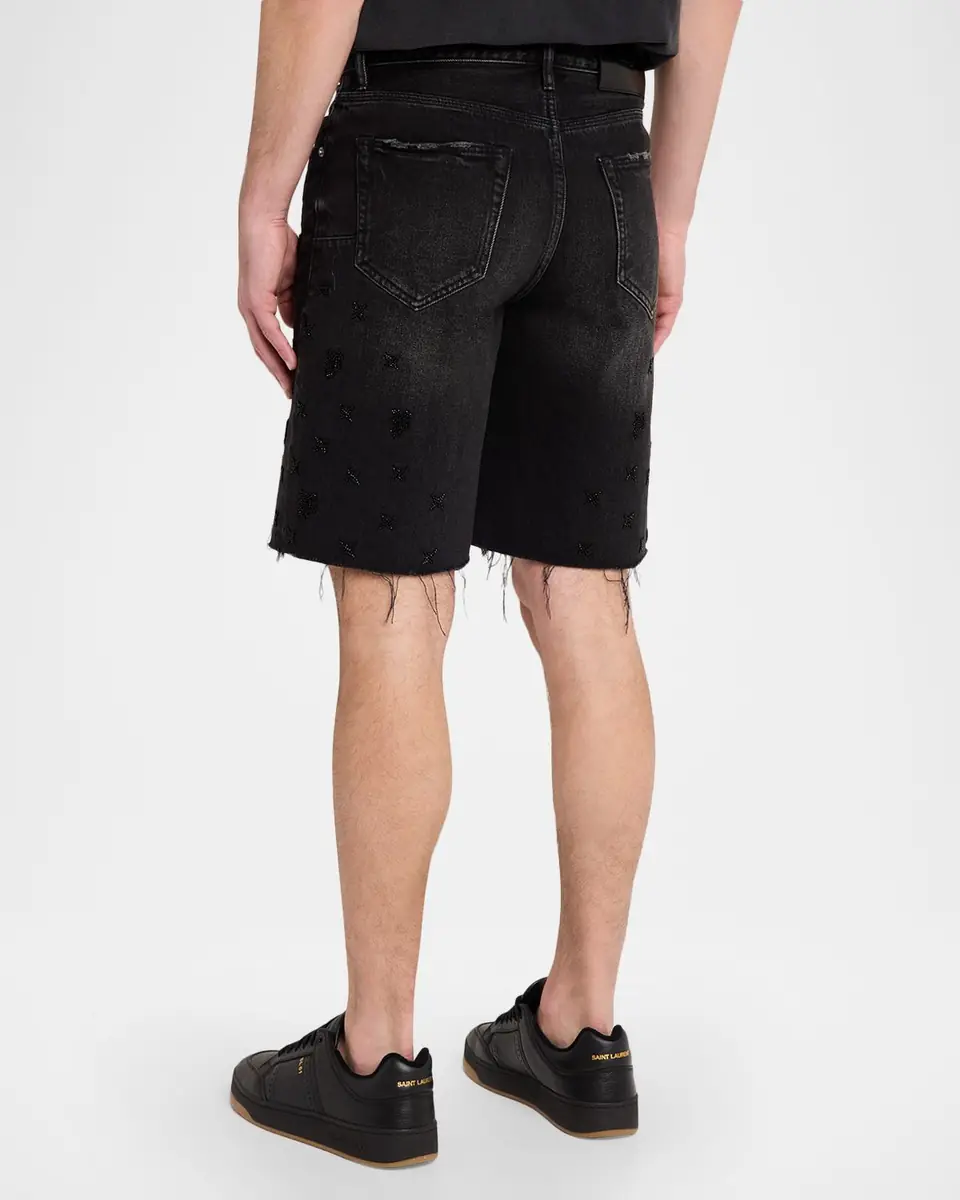 PURPLE Men's P059 Beaded Monogram Shorts | Thumbnail 3