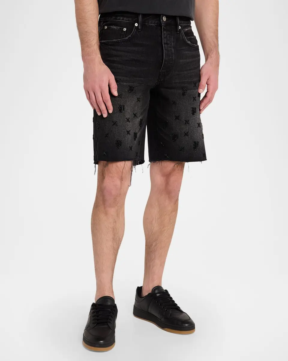 PURPLE Men's P059 Beaded Monogram Shorts | Thumbnail 4