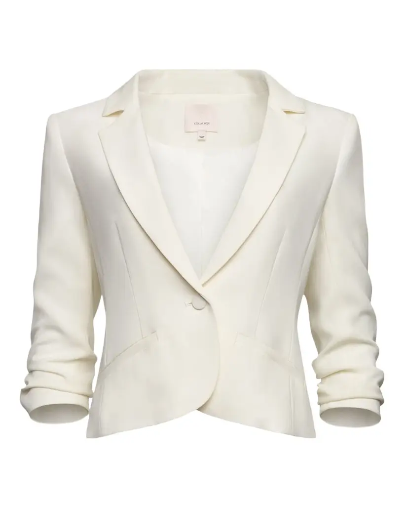 Cinq à Sept Khloe Petite Cropped 3/4-Sleeve Blazer | Image 1 Cinq à Sept Khloe Petite Cropped 3/4-Sleeve Blazer | Image 1