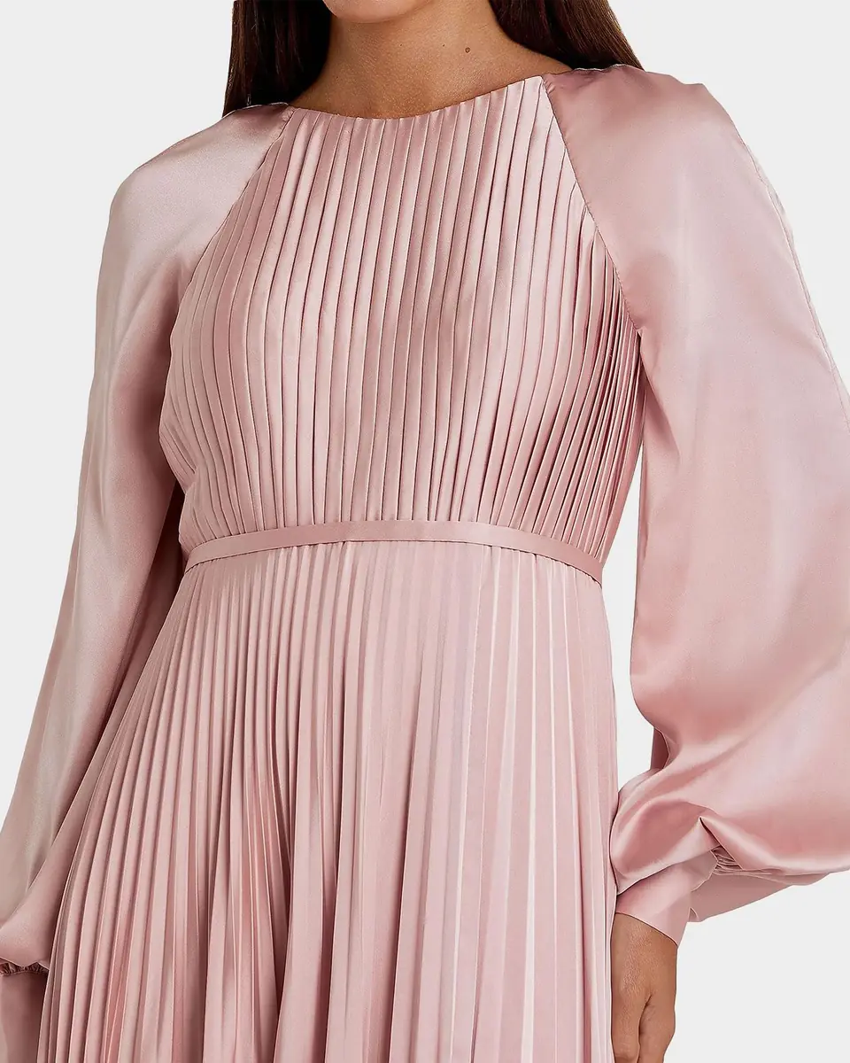 Mac Duggal Pleated A-Line Satin Charmeuse Gown | Thumbnail 2 Mac Duggal Pleated A-Line Satin Charmeuse Gown | Thumbnail 2