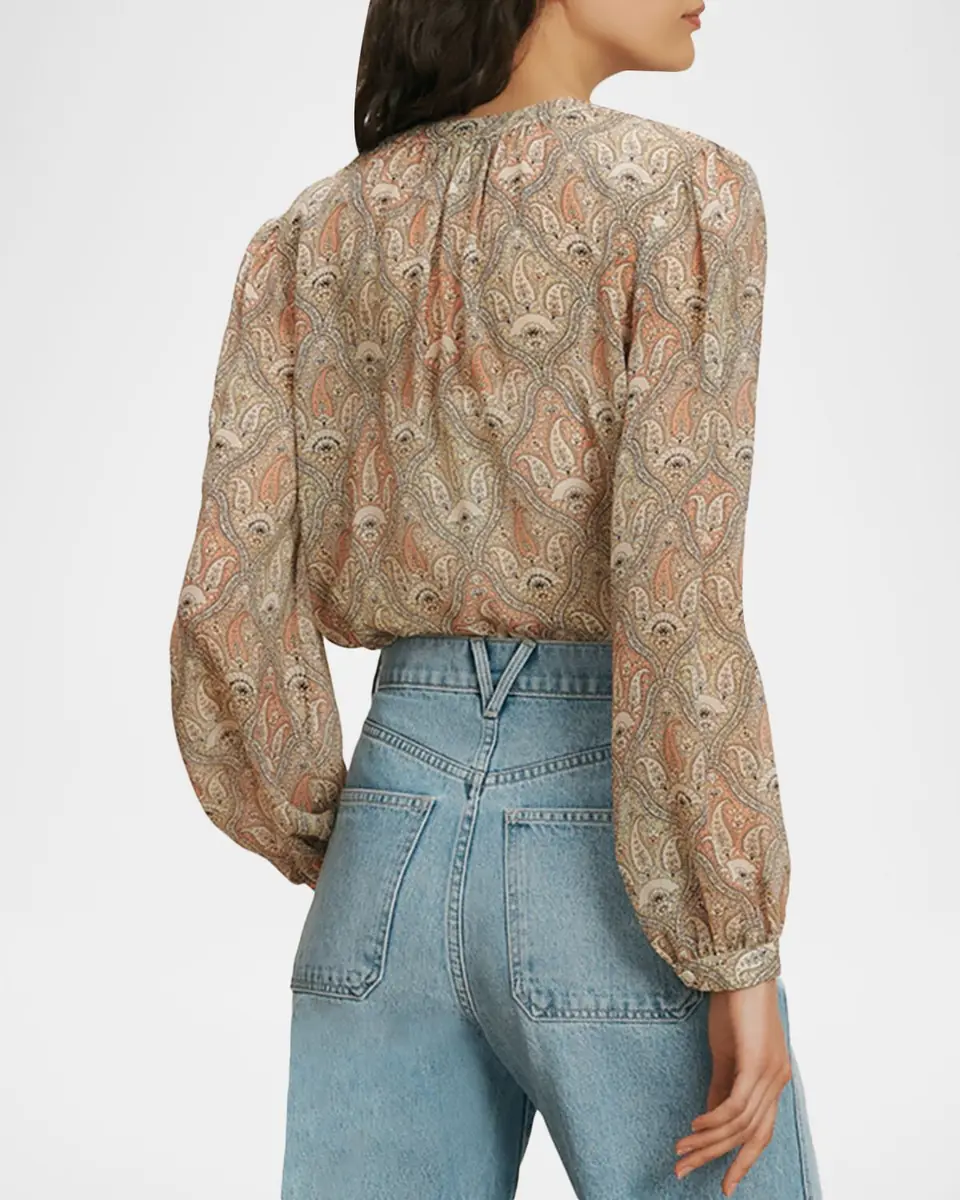 Veronica Beard Ashlynn Long-Sleeve Silk Blouse | Thumbnail 3