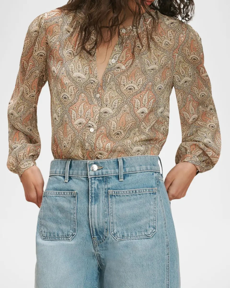 Veronica Beard Ashlynn Long-Sleeve Silk Blouse | Thumbnail 4
