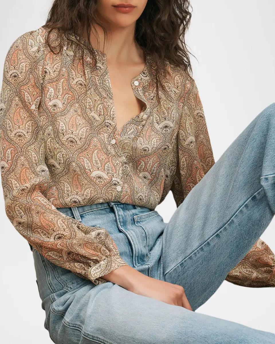 Veronica Beard Ashlynn Long-Sleeve Silk Blouse | Thumbnail 6