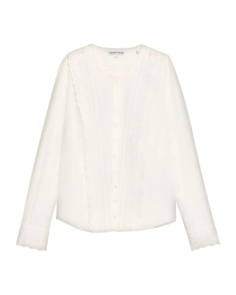 Veronica Beard Clermont Embroidered Long-Sleeve Blouse | Image 1 Veronica Beard Clermont Embroidered Long-Sleeve Blouse | Image 1