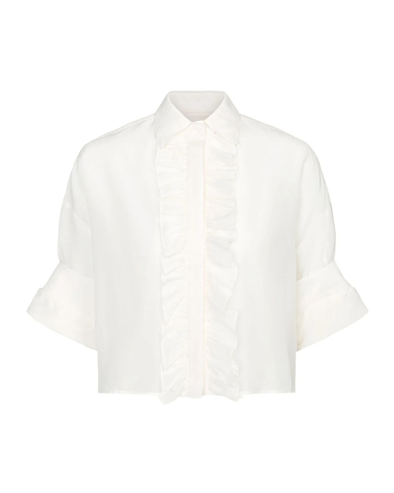 Next Ex Cotton-Silk Ruffle Shirt Next Ex Cotton-Silk Ruffle Shirt