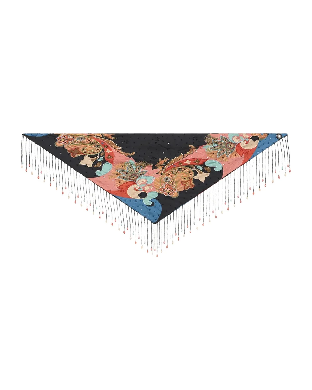 Embroidered Paisley-Print Fringe Scarf Embroidered Paisley-Print Fringe Scarf