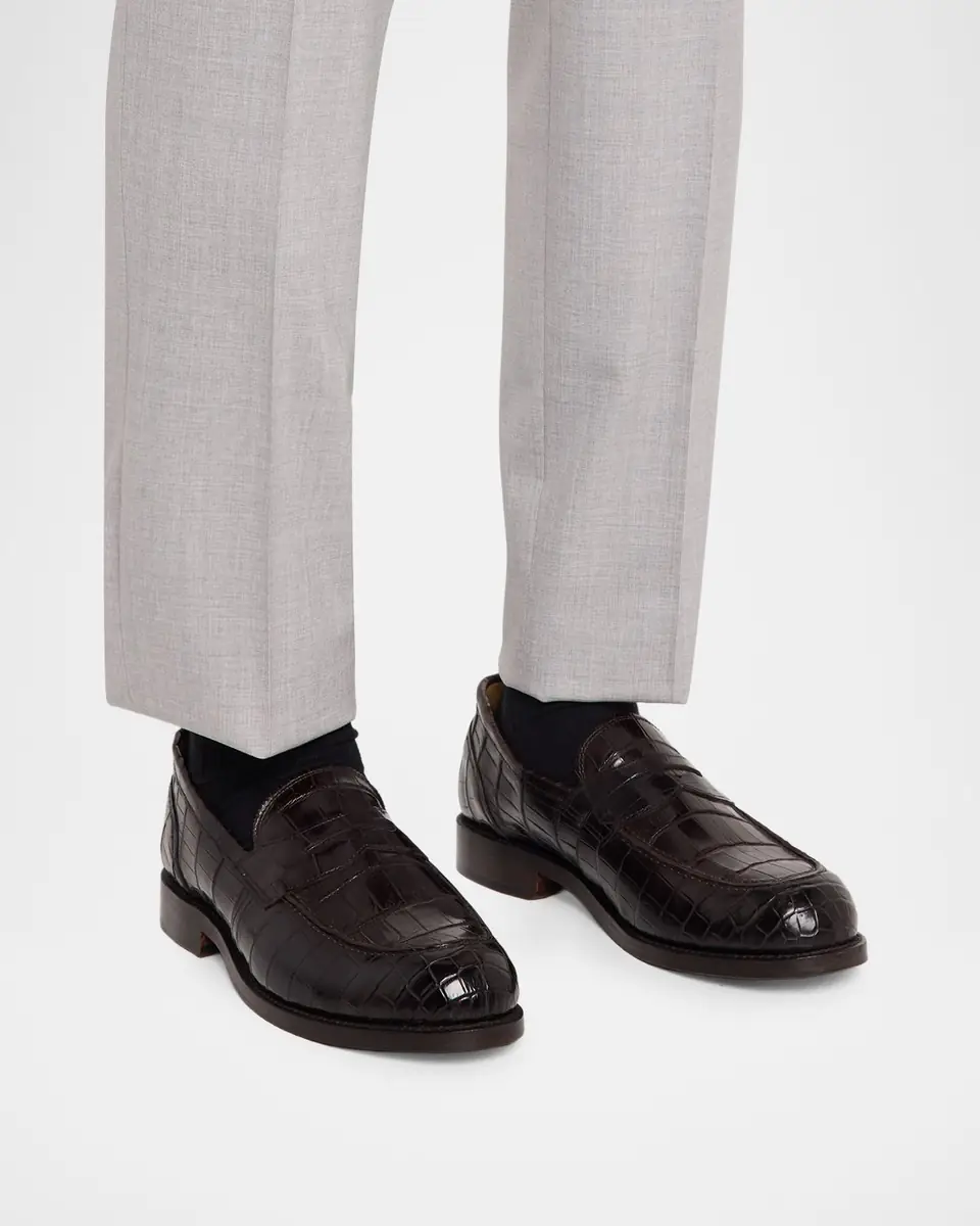 Allen Edmonds Reserve Men's Miller Reserve Crocodile Leather Penny Loafers | Thumbnail 2 Allen Edmonds Reserve Men's Miller Reserve Crocodile Leather Penny Loafers | Thumbnail 2