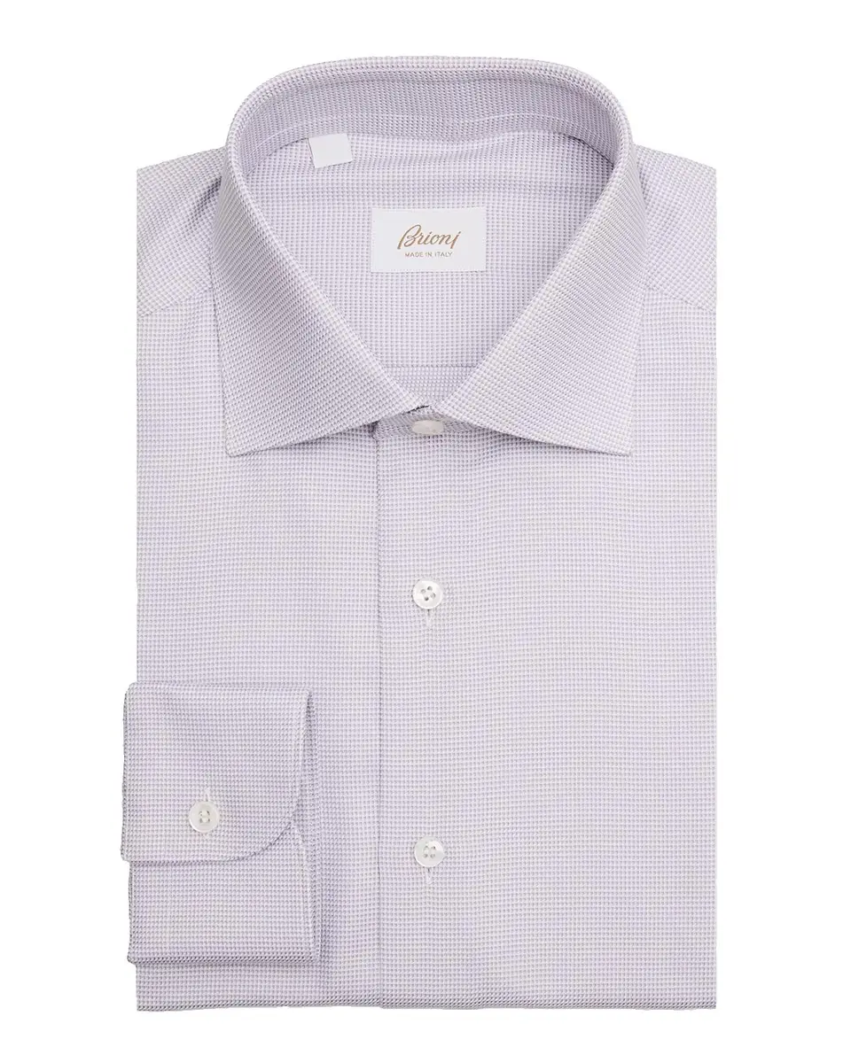 Brioni Men's Micro-Geometric Cotton Dress Shirt | Thumbnail 3 Brioni Men's Micro-Geometric Cotton Dress Shirt | Thumbnail 3