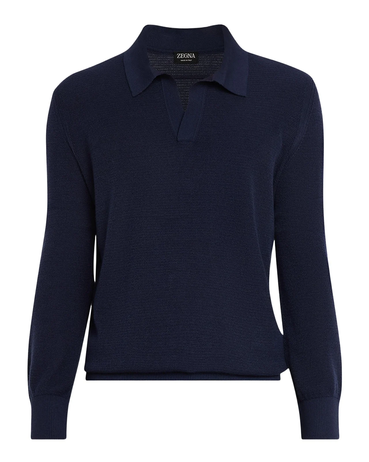 Men's Cashmere and Mulberry Silk Waffle Knit Polo Sweater Men's Cashmere and Mulberry Silk Waffle Knit Polo Sweater