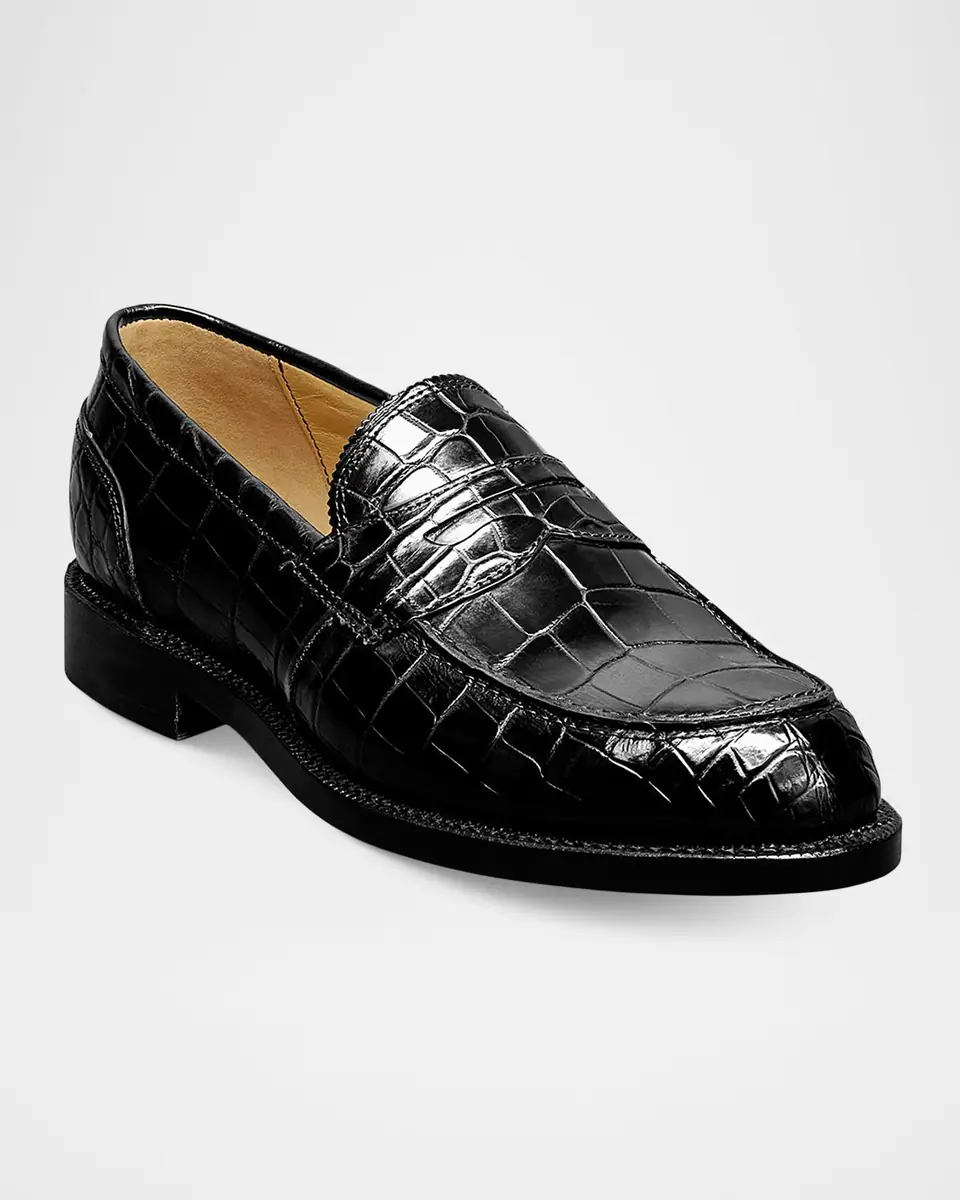 Allen Edmonds Reserve Men's Miller Reserve Croc-Embossed Leather Penny Loafers | Thumbnail 2 Allen Edmonds Reserve Men's Miller Reserve Croc-Embossed Leather Penny Loafers | Thumbnail 2