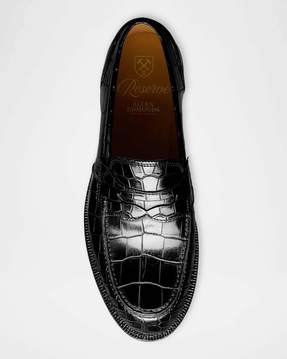 Allen Edmonds Reserve Men's Miller Reserve Croc-Embossed Leather Penny Loafers | Thumbnail 4 Allen Edmonds Reserve Men's Miller Reserve Croc-Embossed Leather Penny Loafers | Thumbnail 4