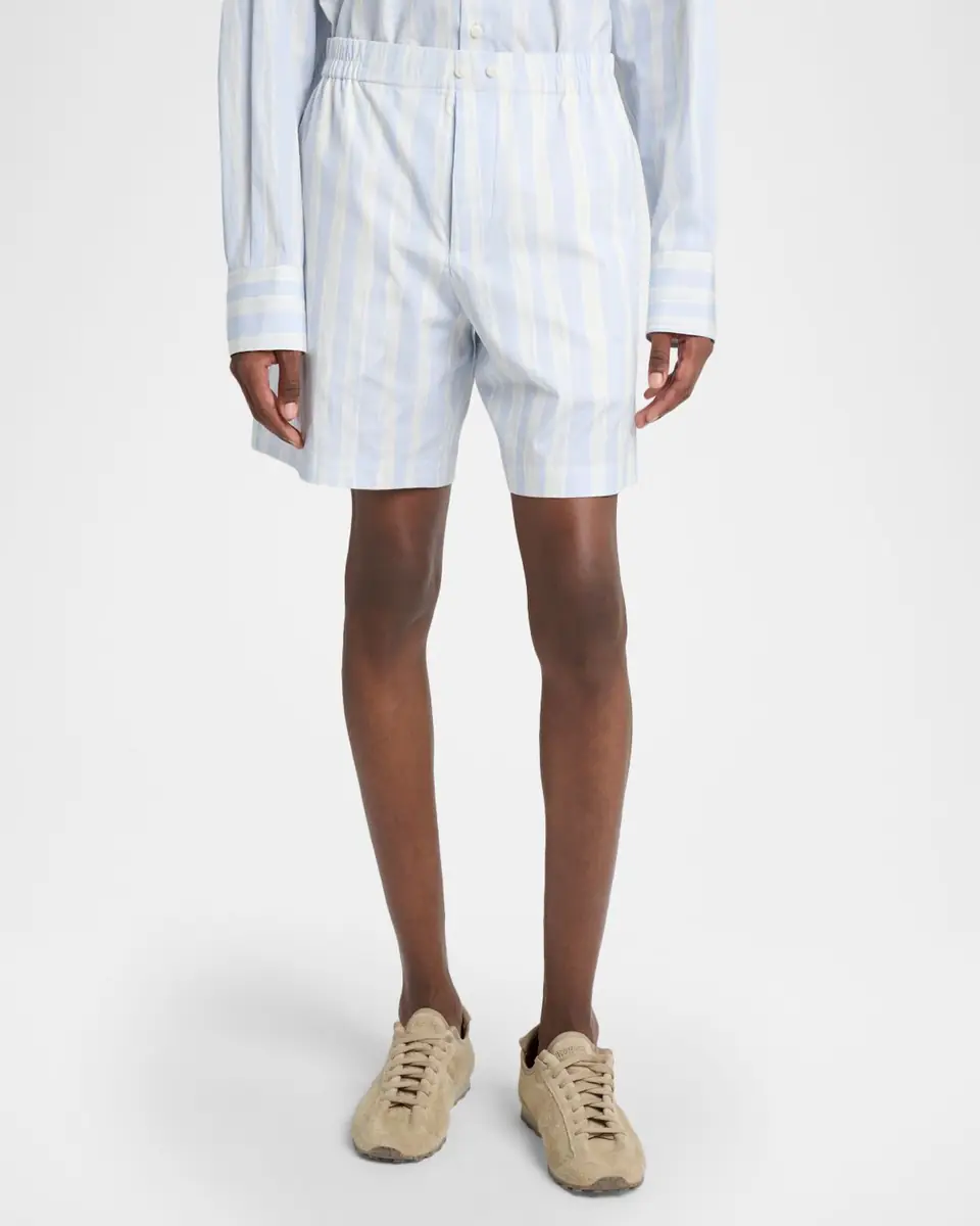 Jacquemus Men's Cotton Stripe Relaxed Flat-Front Shorts | Thumbnail 4 Jacquemus Men's Cotton Stripe Relaxed Flat-Front Shorts | Thumbnail 4