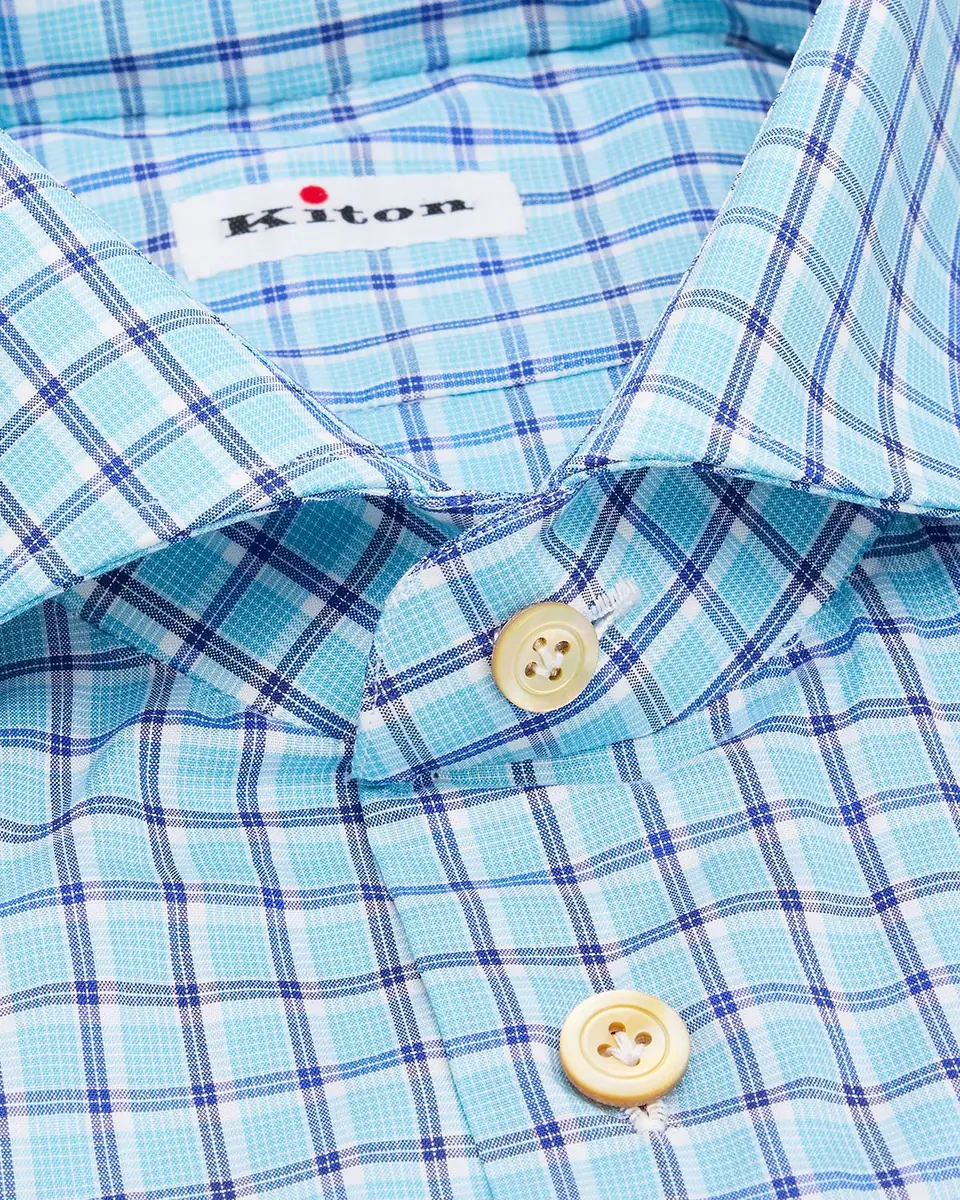 Kiton Men's Cotton Check Classic-Fit Dress Shirt | Thumbnail 2 Kiton Men's Cotton Check Classic-Fit Dress Shirt | Thumbnail 2