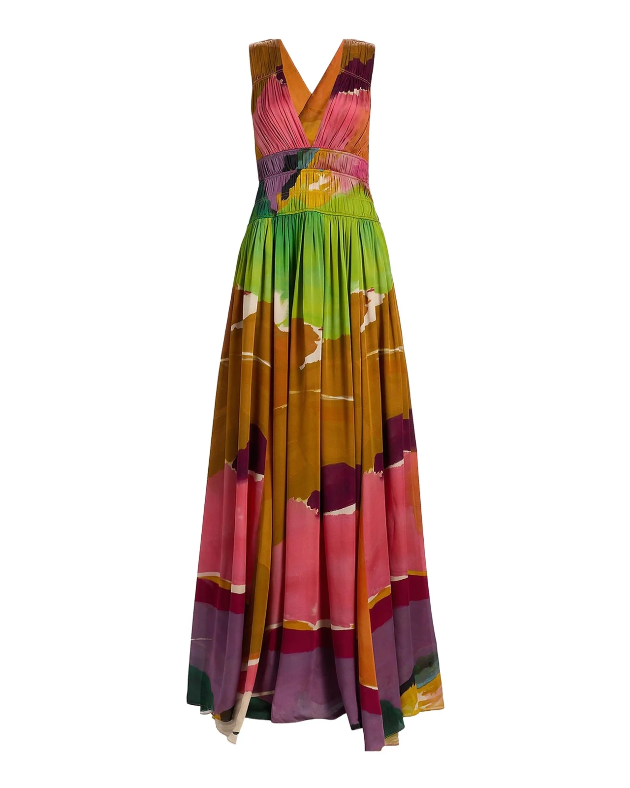 x Helen Frankenthaler Boheme Silk-Chiffon Gown