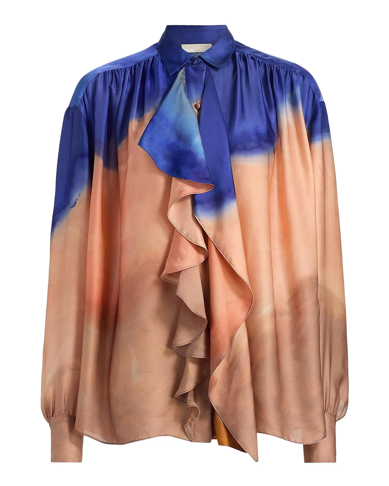 x Helen Frankenthaler Gesture Silk-Chiffon Ruffle Blouse x Helen Frankenthaler Gesture Silk-Chiffon Ruffle Blouse