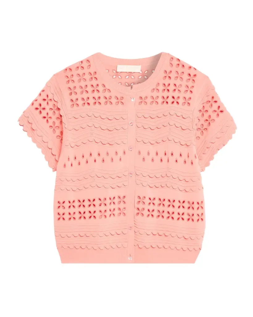 Ulla Johnson Abriana Eyelet Cropped Cardigan | Image 1 Ulla Johnson Abriana Eyelet Cropped Cardigan | Image 1