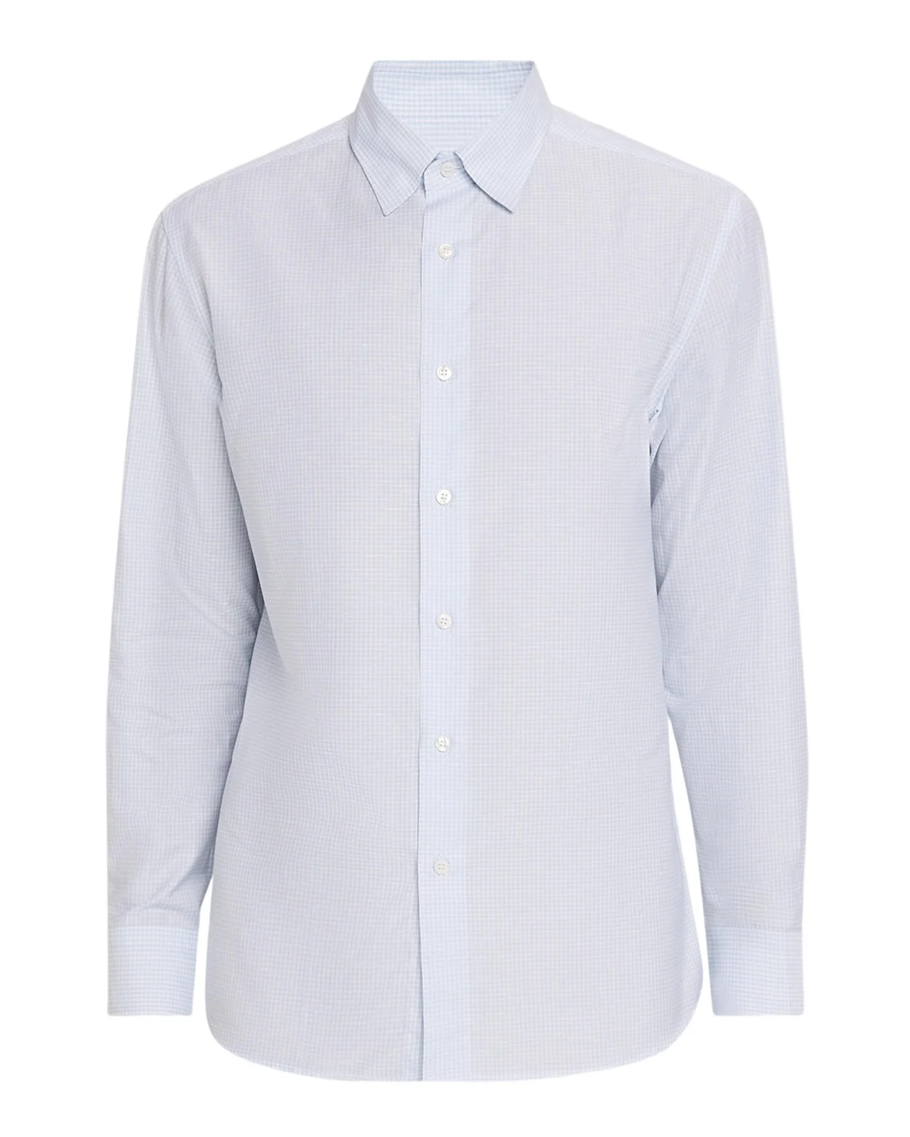 Men's Cotton and Linen Micro-Check Sport Shirt