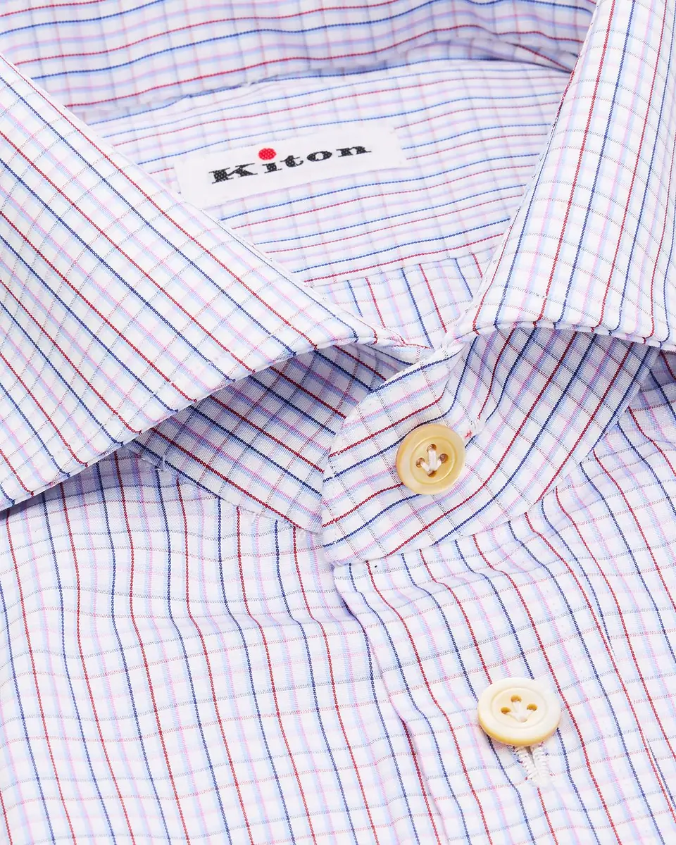 Kiton Men's Cotton Graph Check Classic-Fit Dress Shirt | Thumbnail 2 Kiton Men's Cotton Graph Check Classic-Fit Dress Shirt | Thumbnail 2