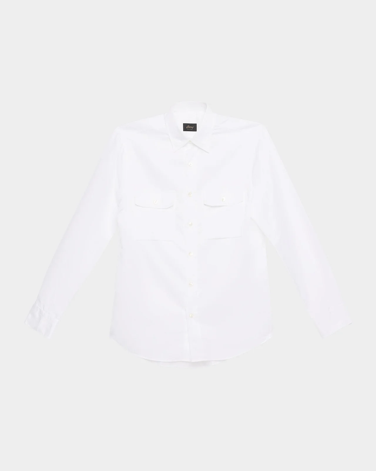 Brioni Men's Cotton and Linen Flap-Pocket Military Shirt