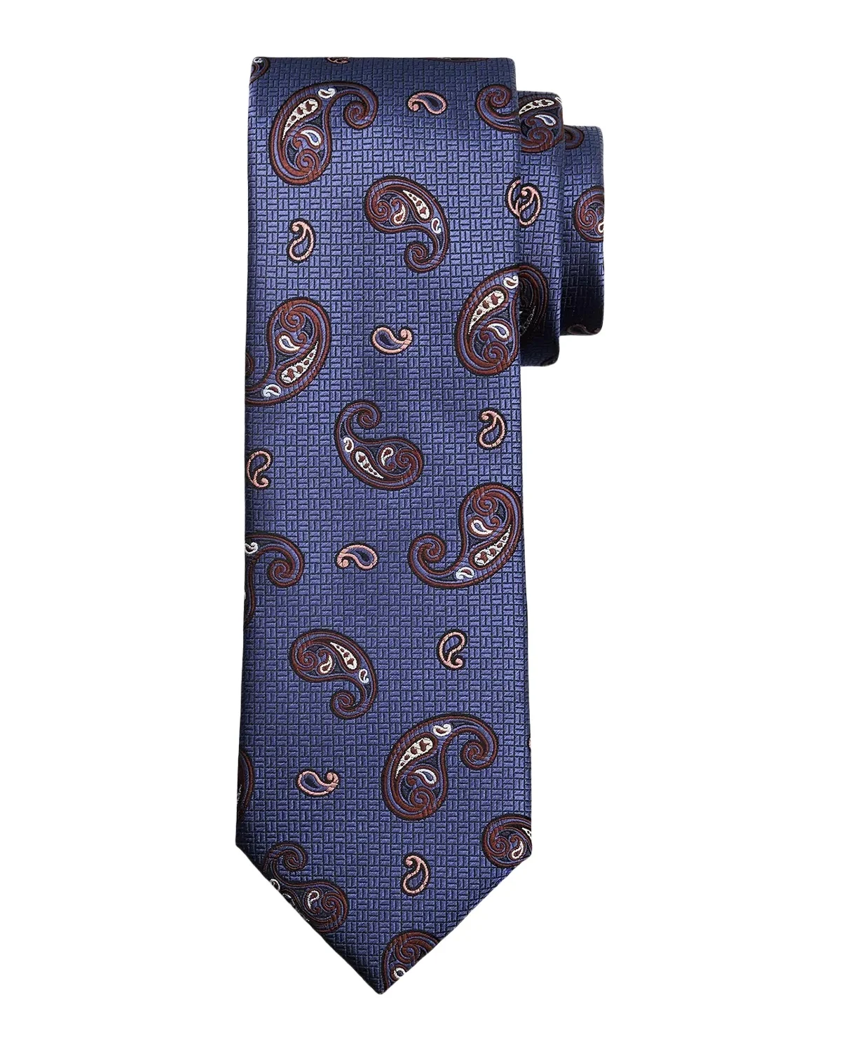 Men's Micro-Geometric Woven Paisley Silk Tie
