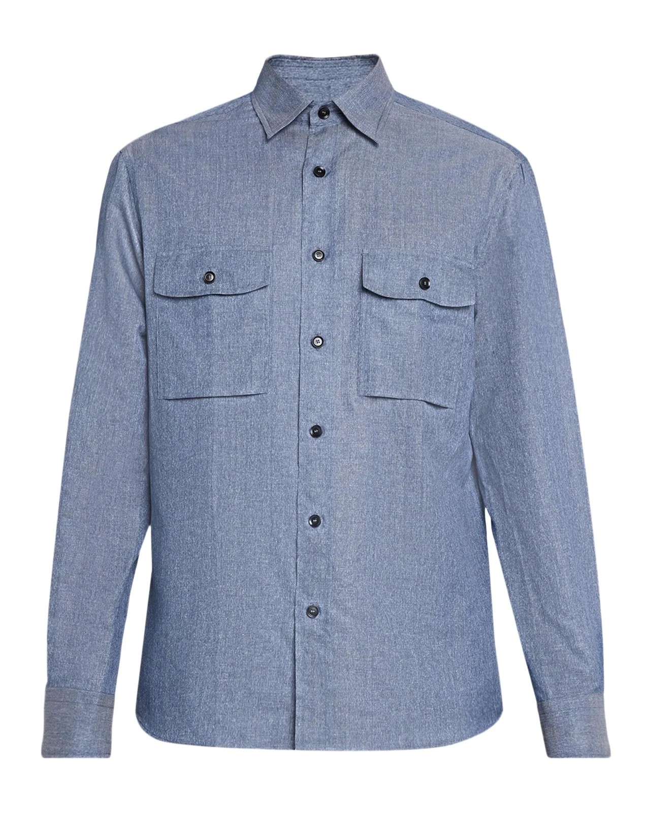 Brioni Men's Cotton and Linen Flap-Pocket Military Shirt