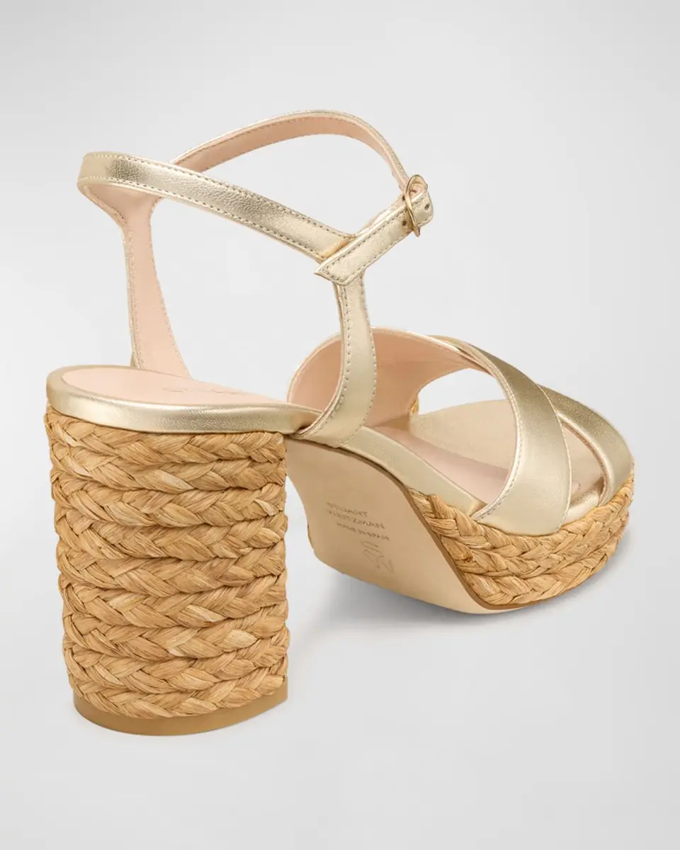 Stuart Weitzman 80mm Dayna Metallic Leather Platform Sandals | Thumbnail 3