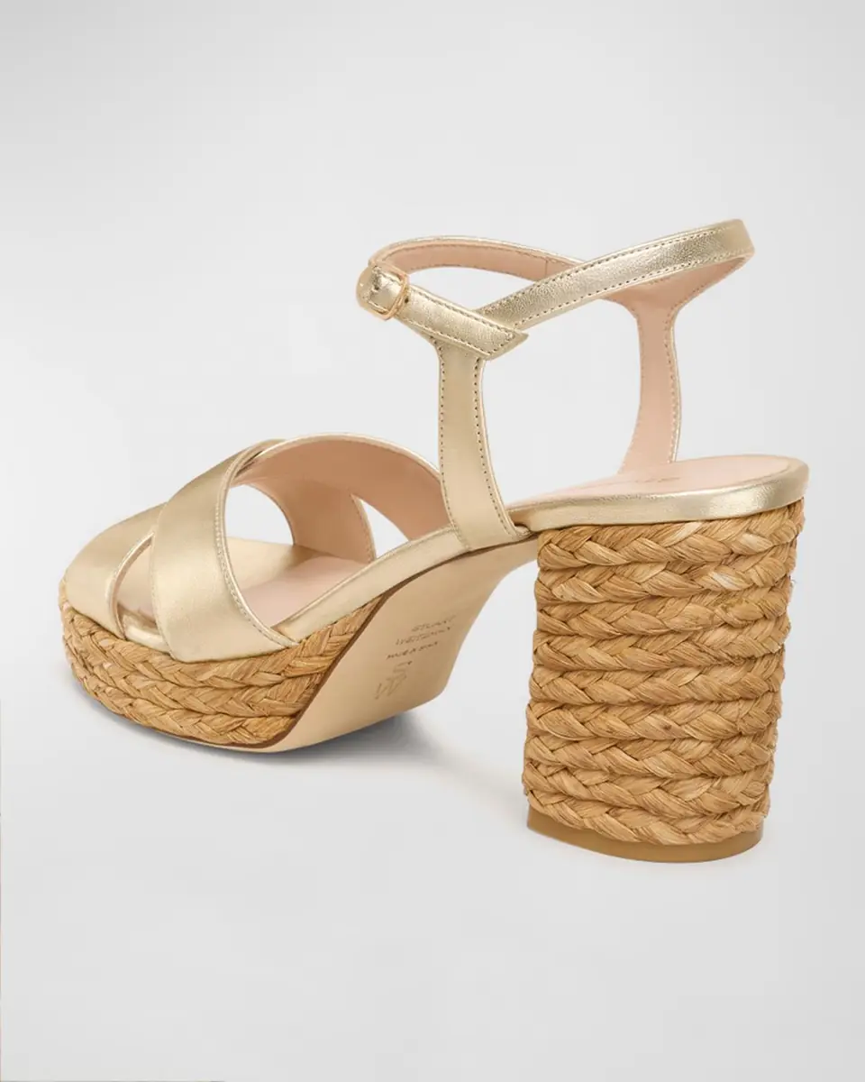 Stuart Weitzman 80mm Dayna Metallic Leather Platform Sandals | Thumbnail 4