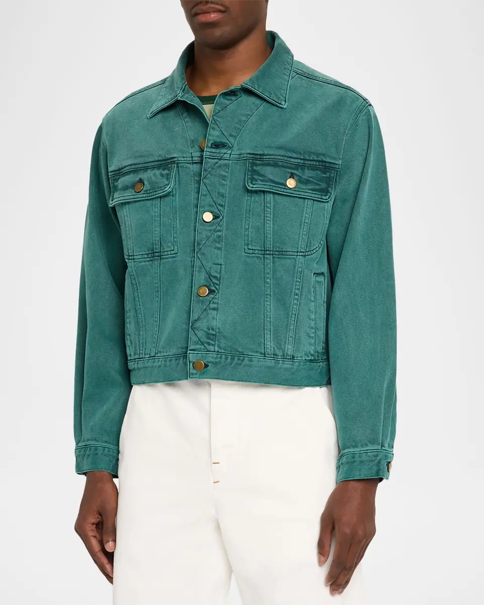 Sanderlak Men's Cropped Washed Denim Jacket | Thumbnail 3 Sanderlak Men's Cropped Washed Denim Jacket | Thumbnail 3