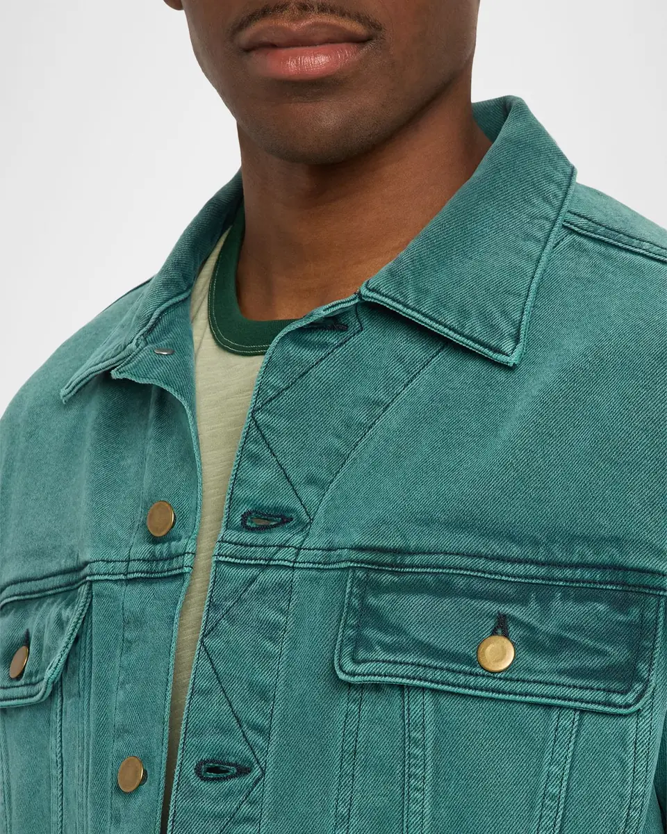 Sanderlak Men's Cropped Washed Denim Jacket | Thumbnail 4 Sanderlak Men's Cropped Washed Denim Jacket | Thumbnail 4