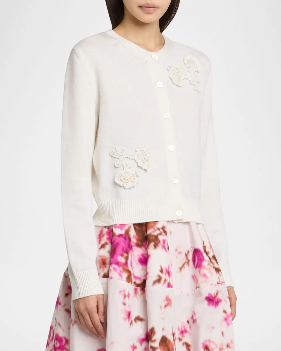 Erdem Floral Applique Wool Knit Cardigan | Thumbnail 4 Erdem Floral Applique Wool Knit Cardigan | Thumbnail 4