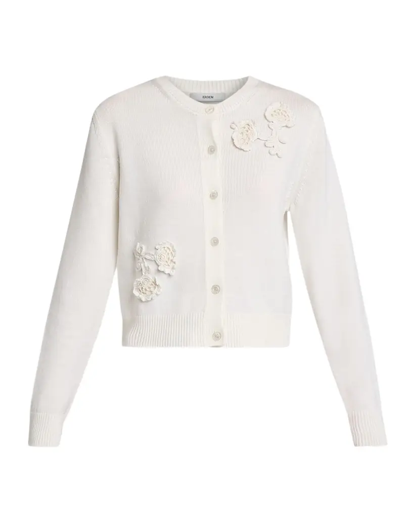 Erdem Floral Applique Wool Knit Cardigan | Image 1 Erdem Floral Applique Wool Knit Cardigan | Image 1