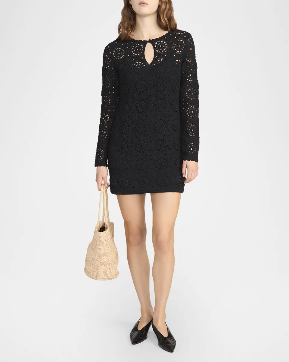 FRAME The Crochet Keyhole Mini Dress | Thumbnail 2 FRAME The Crochet Keyhole Mini Dress | Thumbnail 2