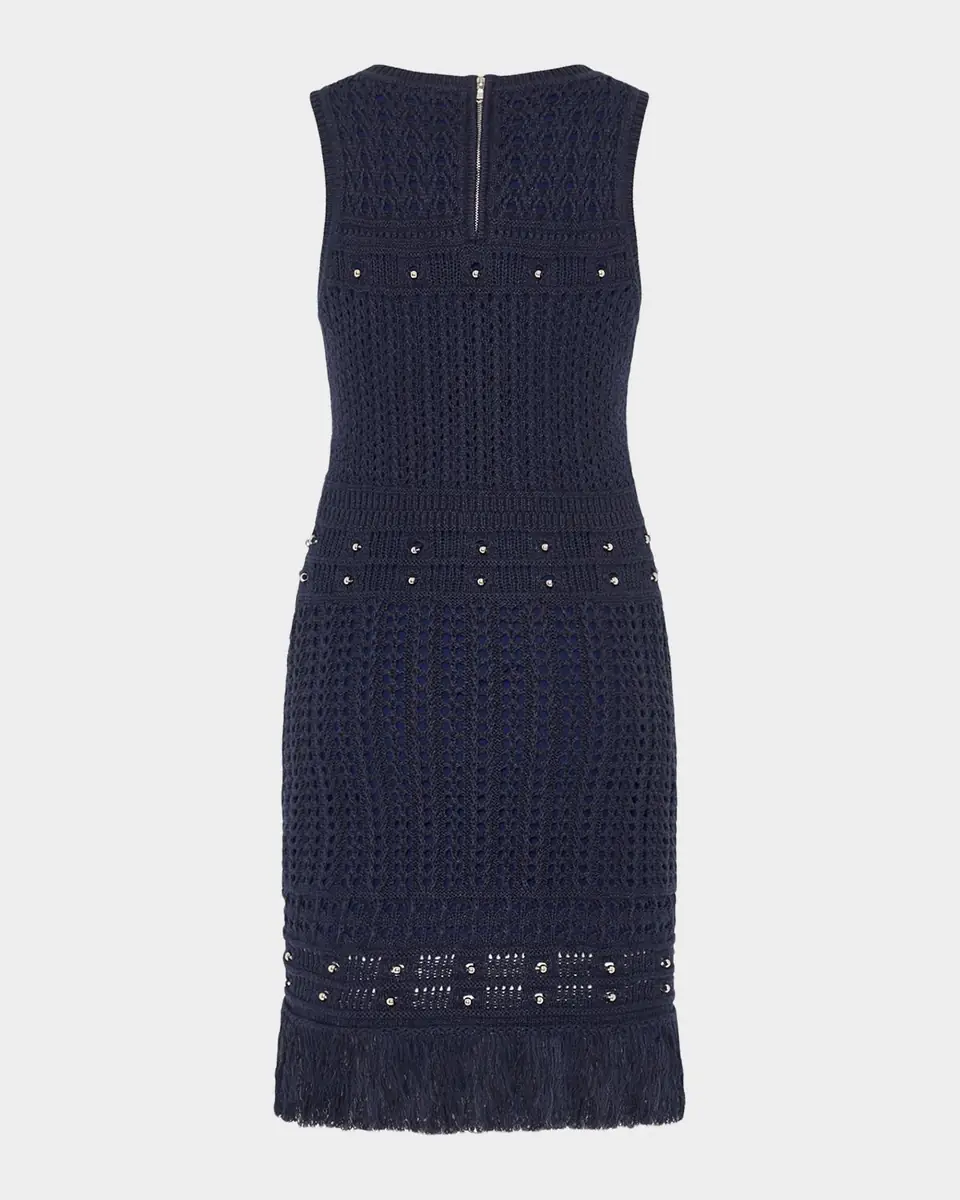 Milly Beaded Fringe Knit Shell Mini Dress | Thumbnail 3 Milly Beaded Fringe Knit Shell Mini Dress | Thumbnail 3