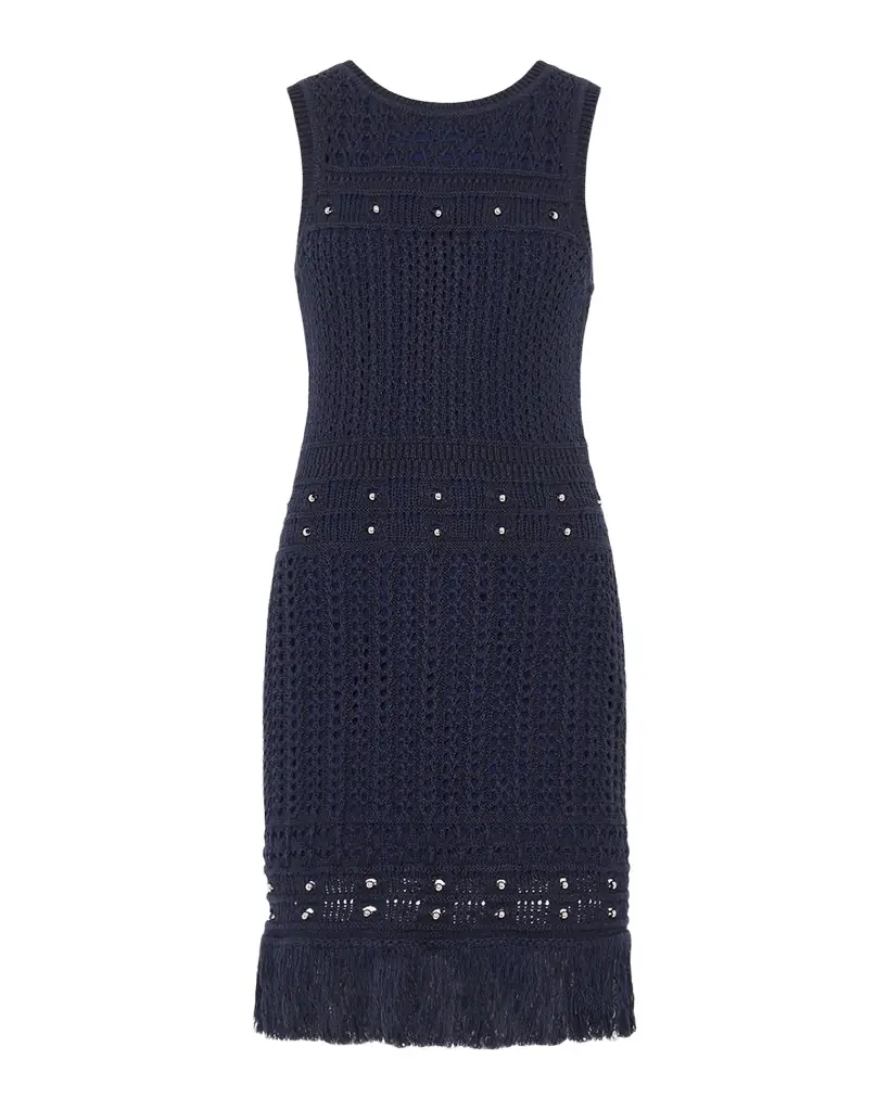 Milly Beaded Fringe Knit Shell Mini Dress | Image 1 Milly Beaded Fringe Knit Shell Mini Dress | Image 1