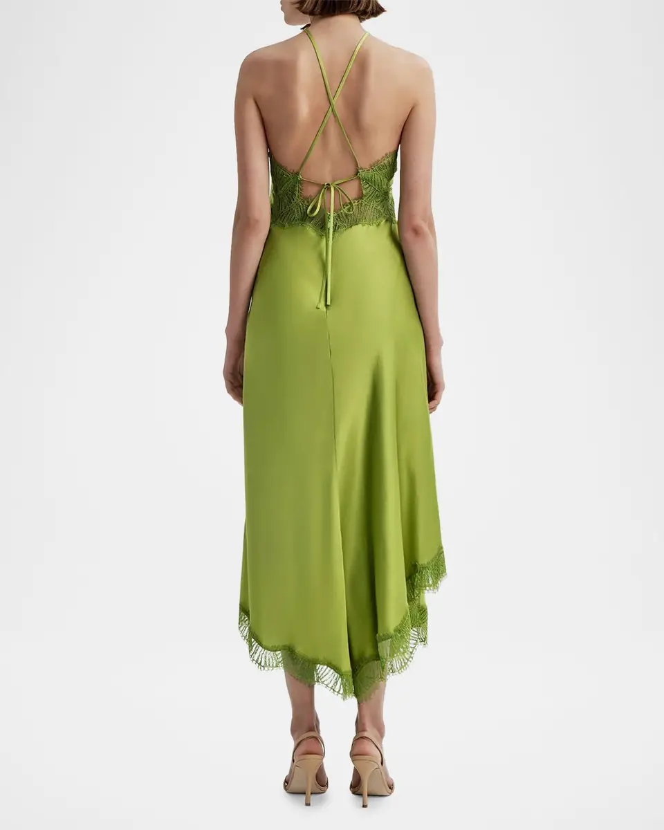 A.L.C. Lucia Satin & Lace Midi Dress | Thumbnail 3 A.L.C. Lucia Satin & Lace Midi Dress | Thumbnail 3