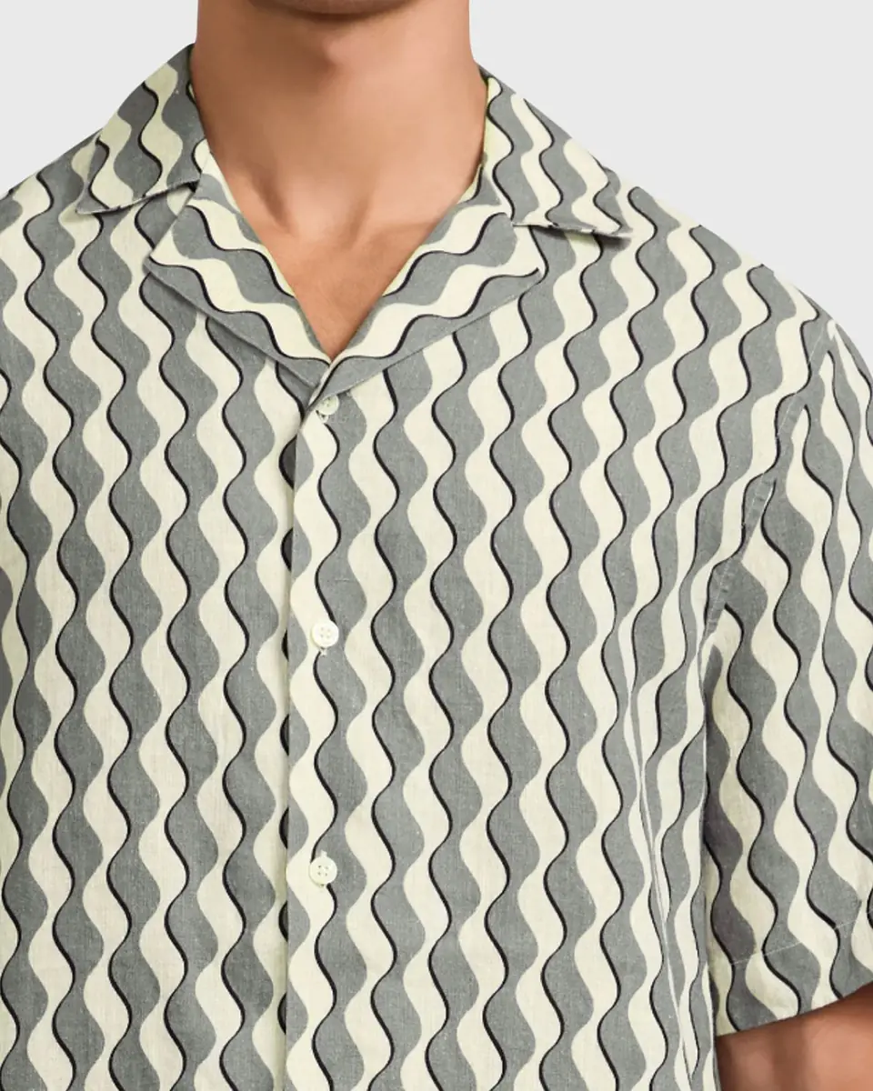 Frescobol Carioca Roberto Geometric Linen Button-Down Shirt | Thumbnail 5 Frescobol Carioca Roberto Geometric Linen Button-Down Shirt | Thumbnail 5