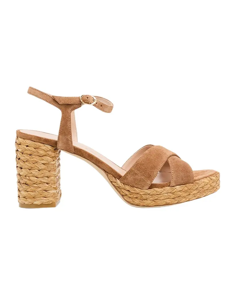 Stuart Weitzman 80mm Dayna Suede Espadrille Platform Sandals | Image 1 Stuart Weitzman 80mm Dayna Suede Espadrille Platform Sandals | Image 1