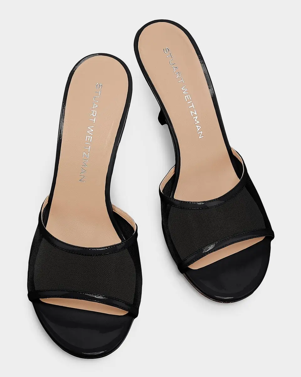 Stuart Weitzman 85mm Bareitall Mesh and Patent Leather Sandals | Thumbnail 4 Stuart Weitzman 85mm Bareitall Mesh and Patent Leather Sandals | Thumbnail 4