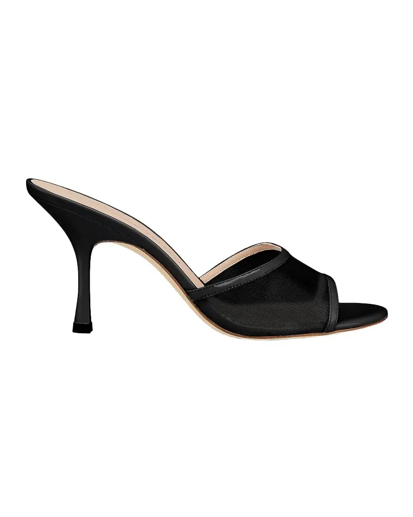 Stuart Weitzman 85mm Bareitall Mesh and Patent Leather Sandals