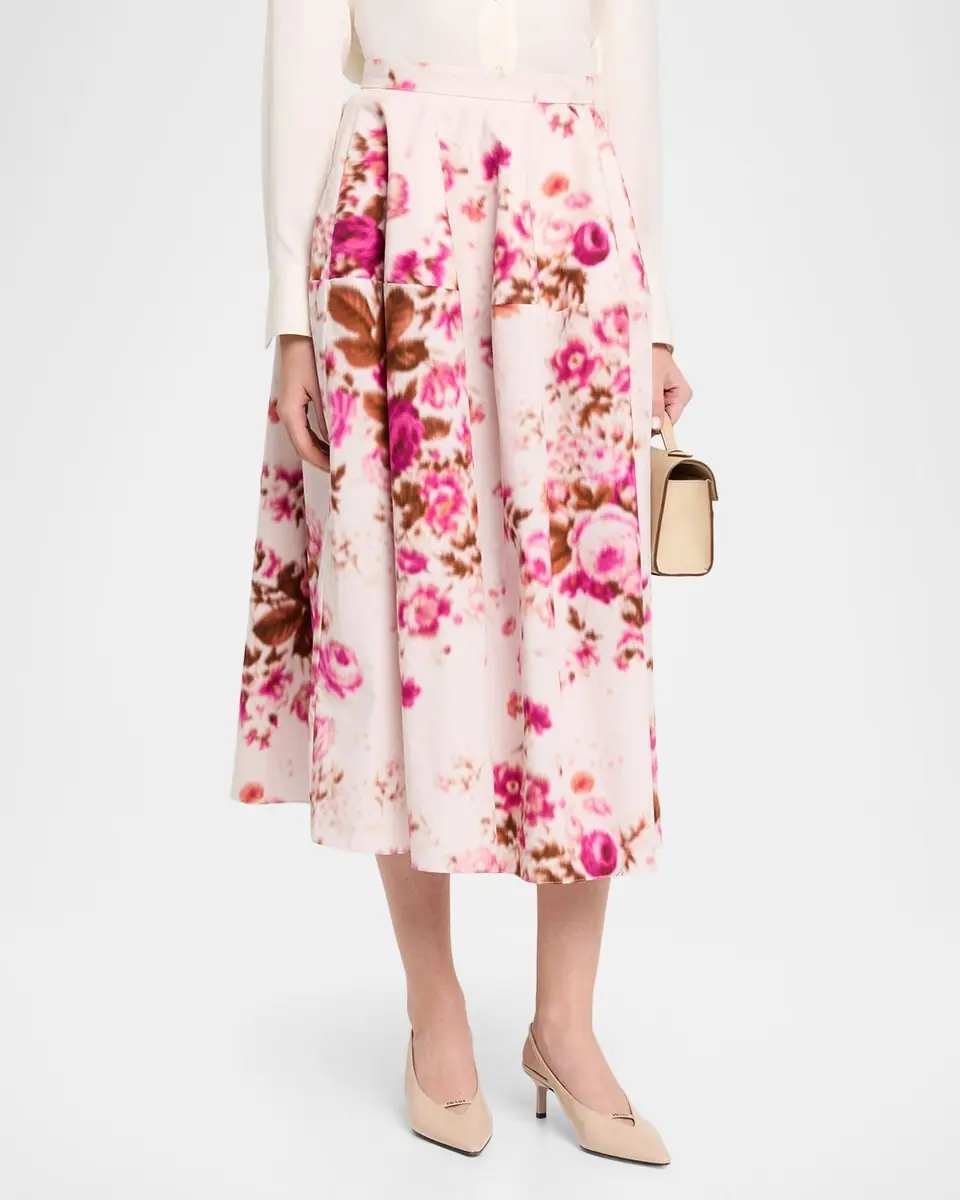 Erdem Floral-Print Cotton Midi Skirt | Thumbnail 4 Erdem Floral-Print Cotton Midi Skirt | Thumbnail 4