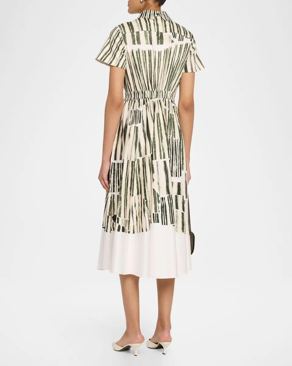 Jason Wu Collection Stripe Collage-Print Short-Sleeve Midi Shirtdress | Thumbnail 3 Jason Wu Collection Stripe Collage-Print Short-Sleeve Midi Shirtdress | Thumbnail 3
