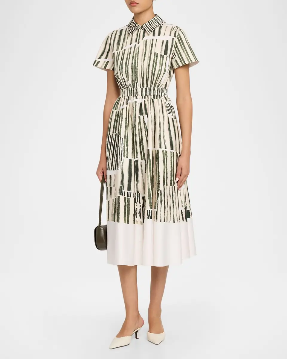 Jason Wu Collection Stripe Collage-Print Short-Sleeve Midi Shirtdress | Thumbnail 4 Jason Wu Collection Stripe Collage-Print Short-Sleeve Midi Shirtdress | Thumbnail 4