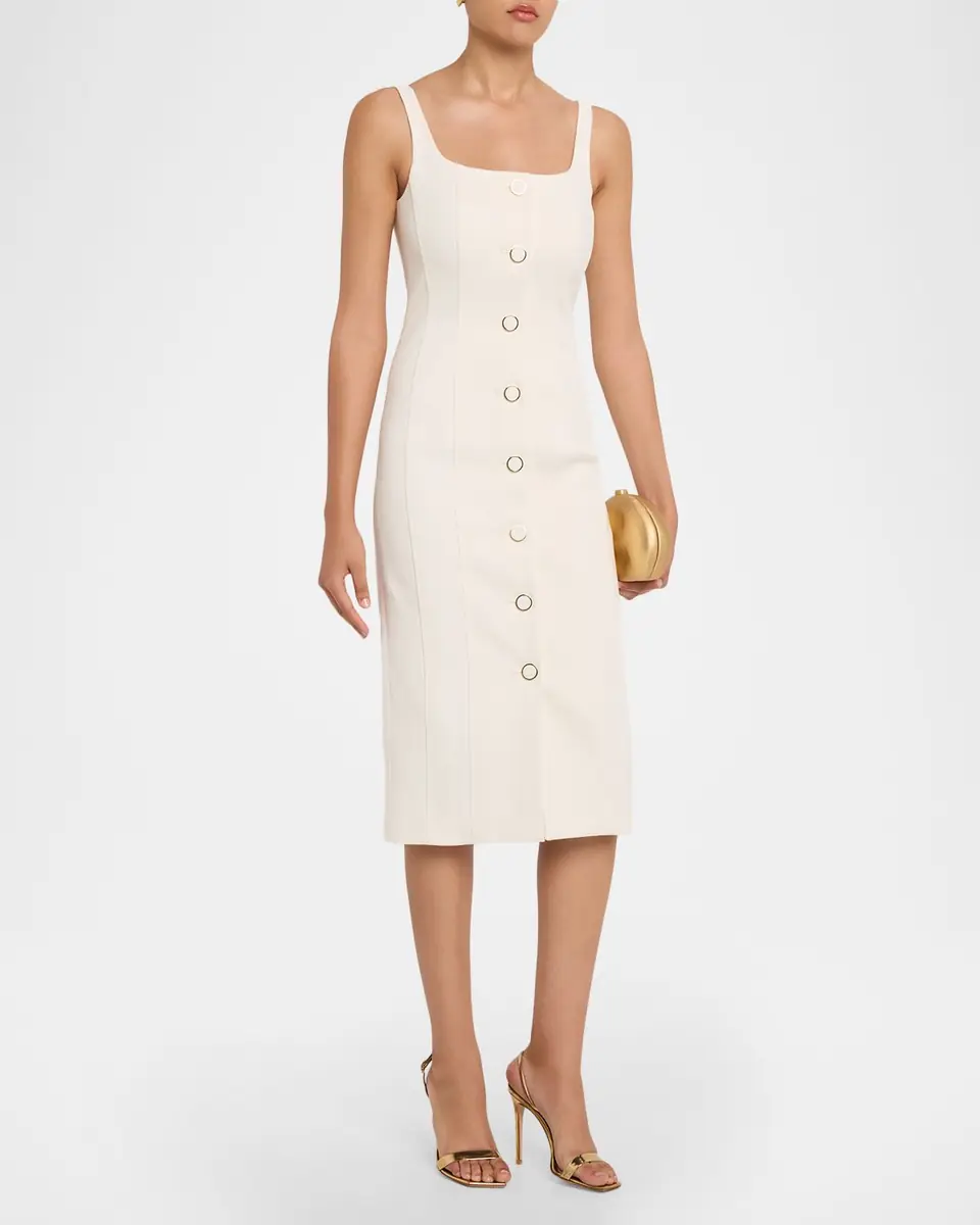 Veronica Beard Liana Sleeveless Buttoned Midi Dress | Thumbnail 4 Veronica Beard Liana Sleeveless Buttoned Midi Dress | Thumbnail 4
