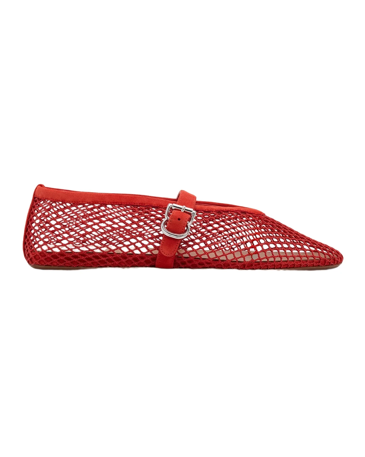 Alaïa Mesh Mary Jane Suede Ballerina Flats