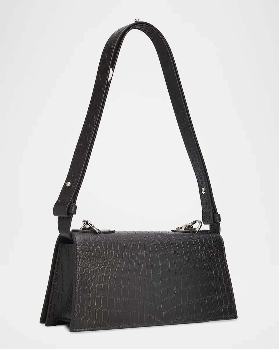 Alexander McQueen Jeweled Croc-Embossed Leather Shoulder Bag | Thumbnail 2 Alexander McQueen Jeweled Croc-Embossed Leather Shoulder Bag | Thumbnail 2