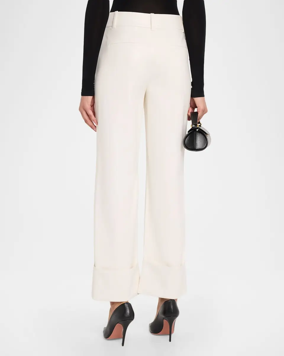 Alice + Olivia Alexander Vegan Leather Cuffed Pants | Thumbnail 3