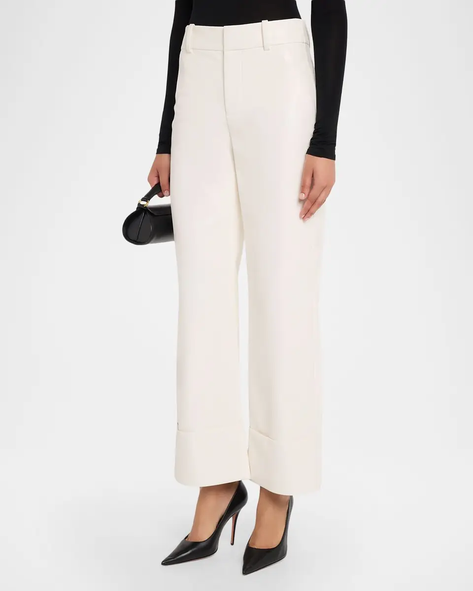 Alice + Olivia Alexander Vegan Leather Cuffed Pants | Thumbnail 4