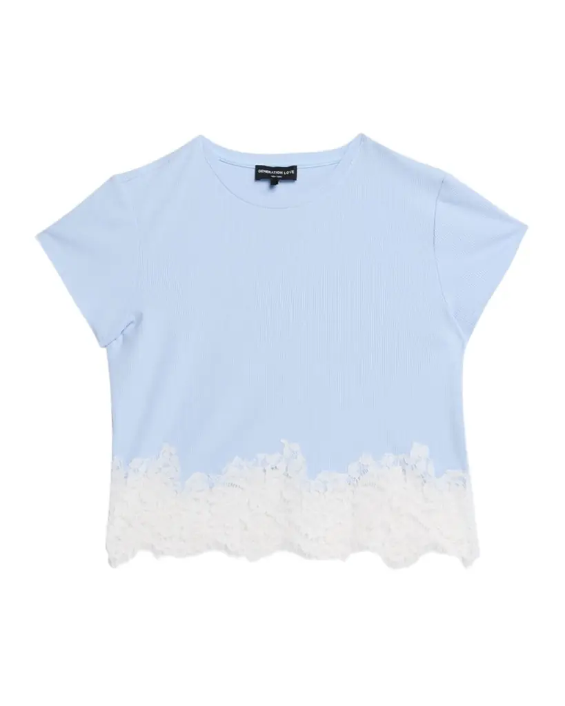 Paige Ribbed Lace-Trim T-Shirt Paige Ribbed Lace-Trim T-Shirt