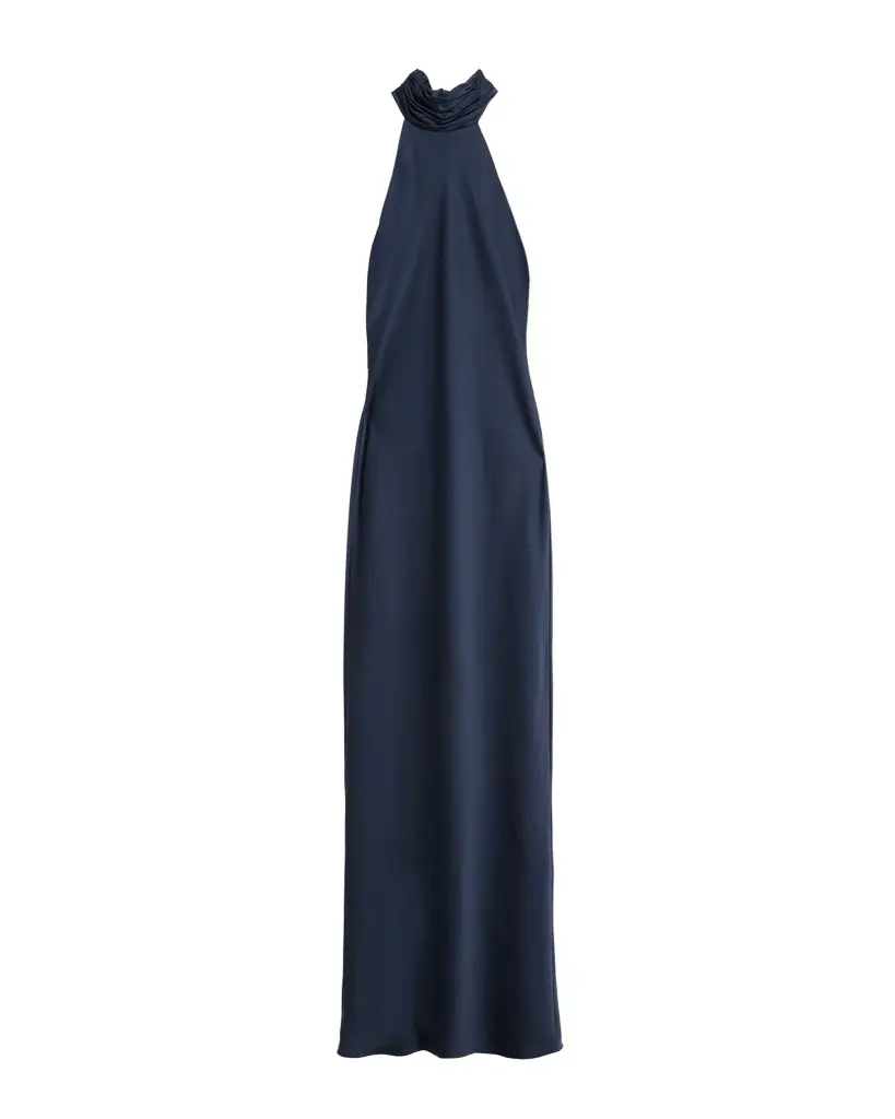 Tatiana Low-Cut Halter Column Gown Tatiana Low-Cut Halter Column Gown