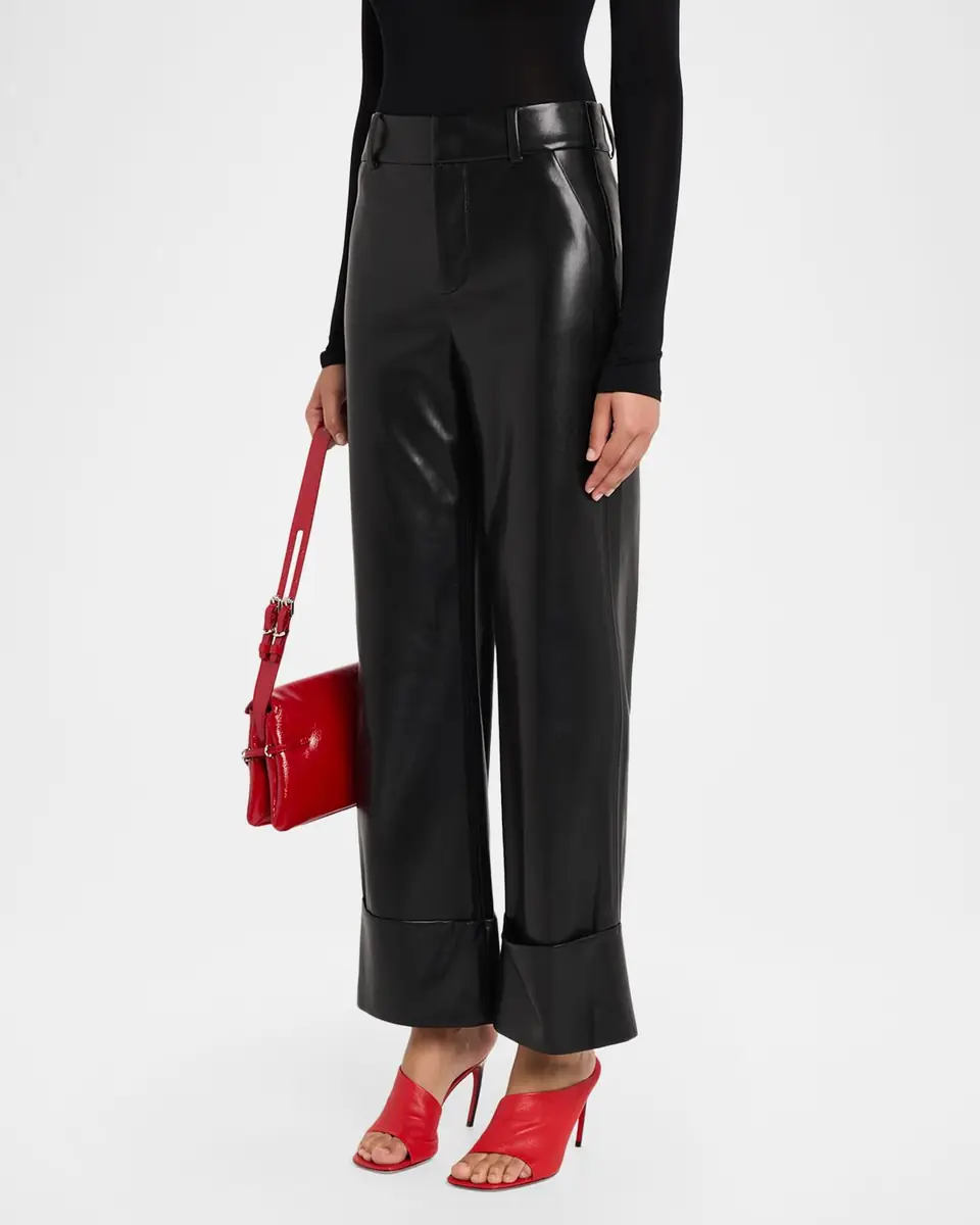 Alice + Olivia Alexander Vegan Leather Cuffed Pants | Thumbnail 4